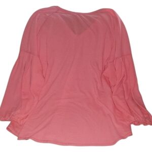 Women's Pink Top Comfy Womens Size 3X V-neck XXXL Drop Long Sleeve Is Pleated